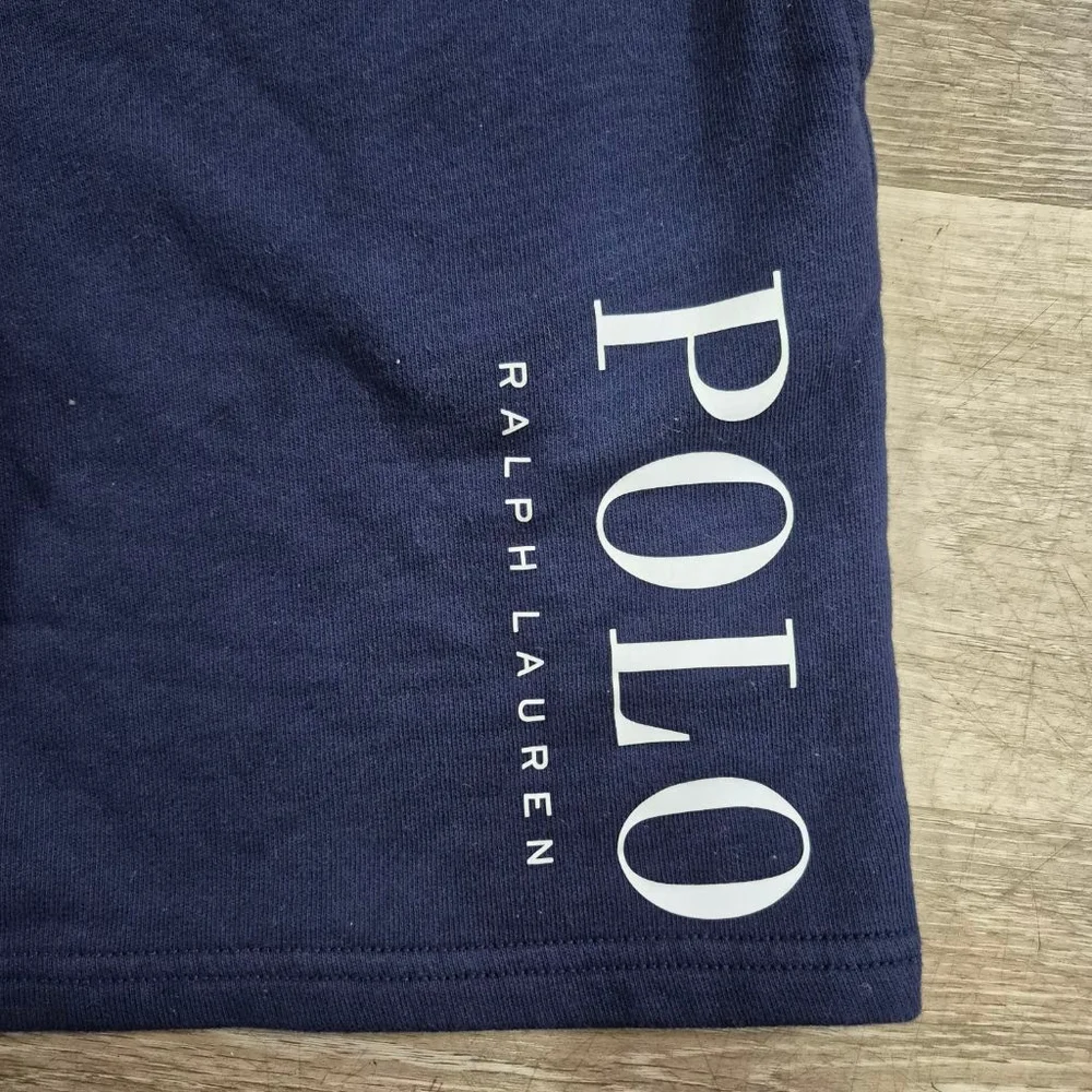 Boys Polo Ralph Lauren Navy Fleece Shorts M (10-12) with White Logo